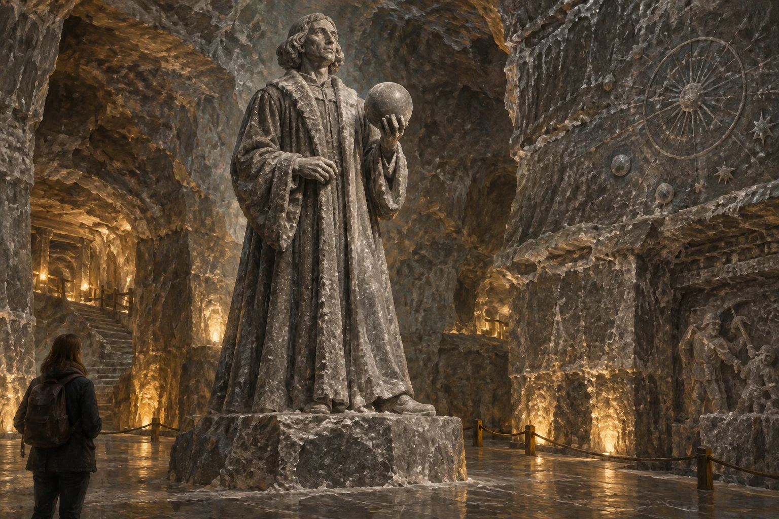 Artistic interpretation of a Copernicus monument carved in salt