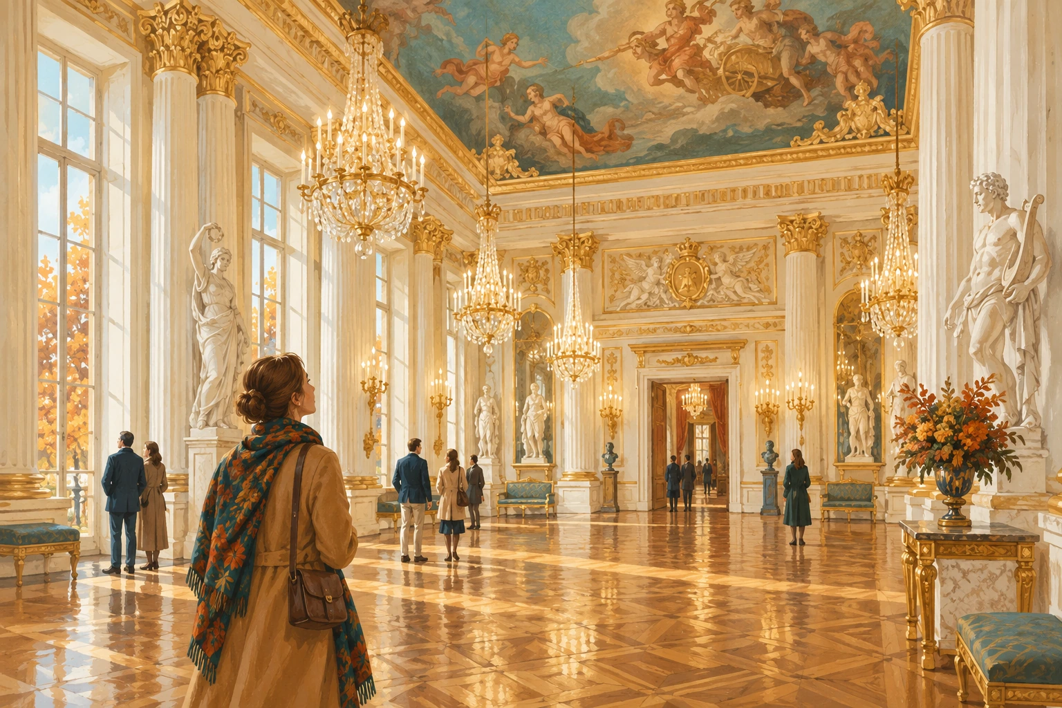 Intérieur peint inspiré des salles d’apparat du Château royal.