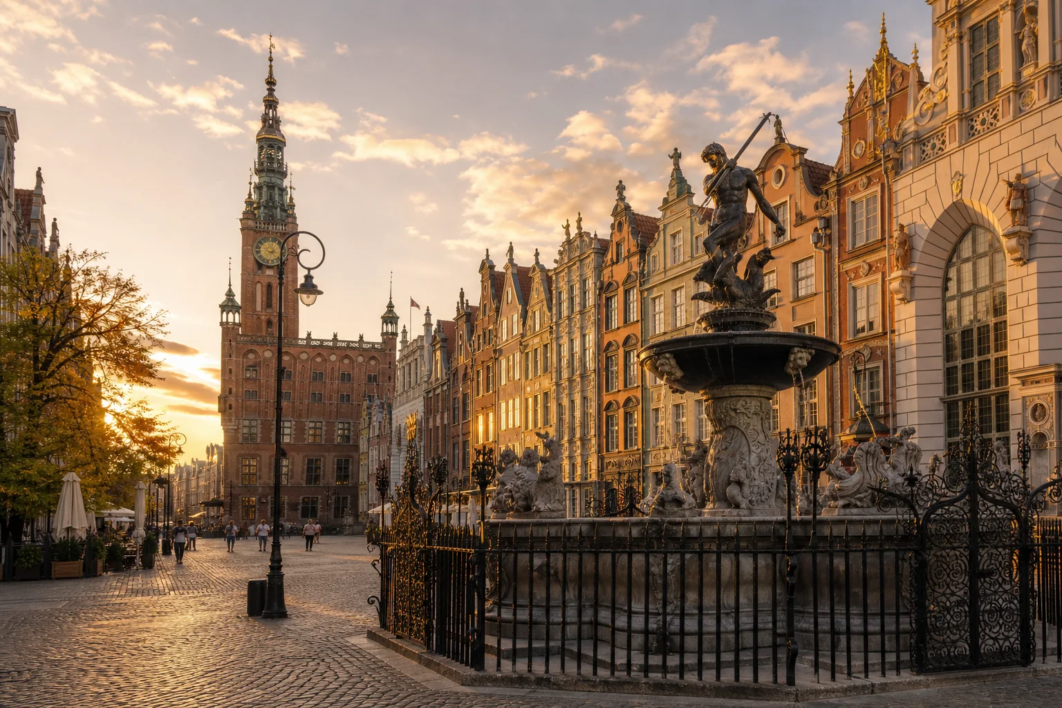 Quais historiques et façades de la vieille ville de Gdańsk