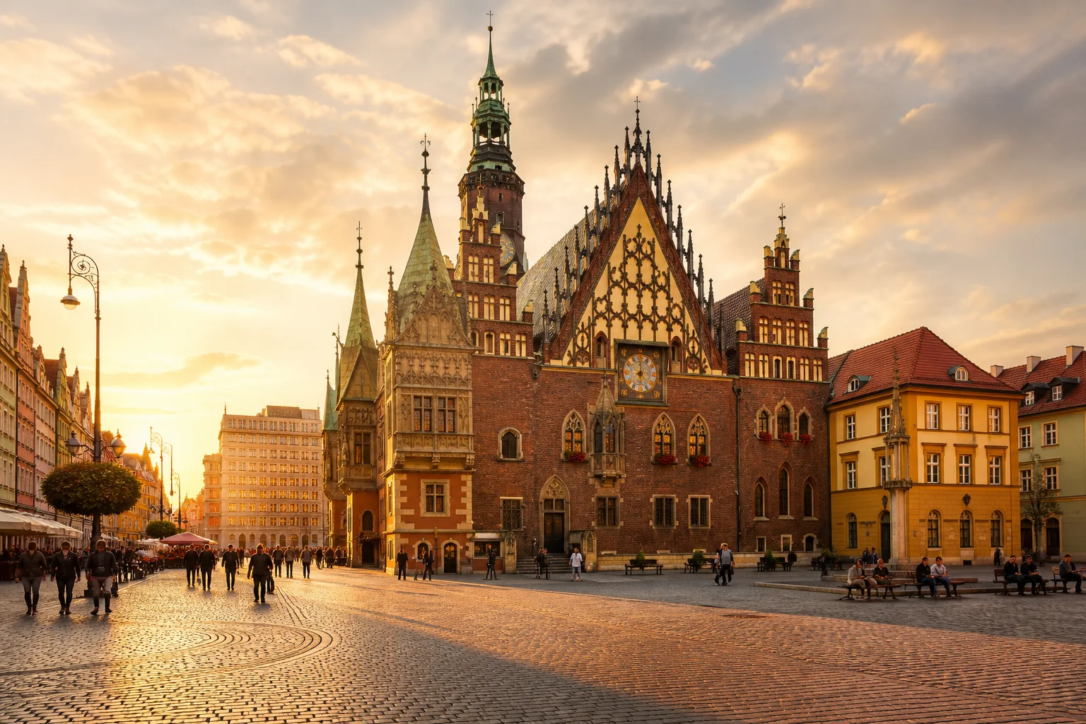 Hôtel de ville et façades colorées de la place du marché de Wrocław